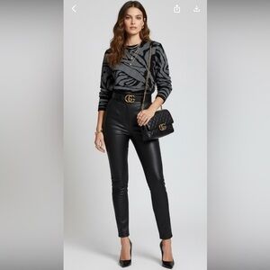 H&M Black & Sparkling Metallic Sliver Tiger Print Sweater Slight Bell Sleeve